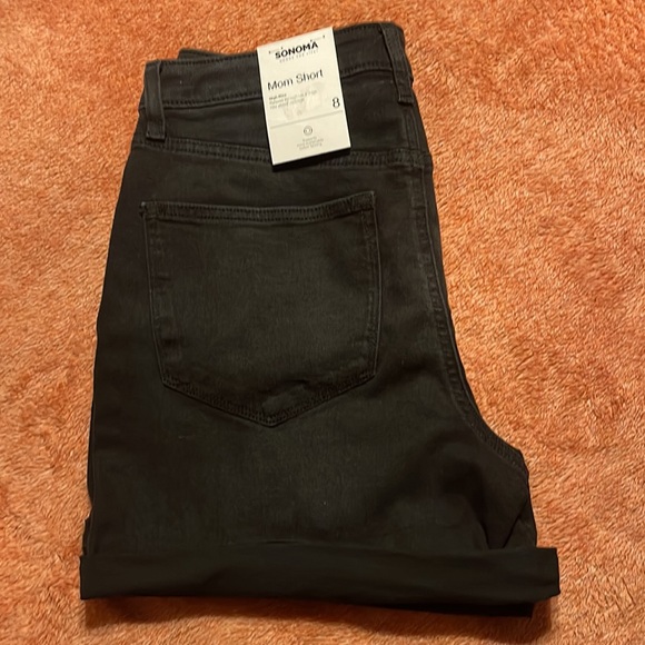 NWT Sonoma MOM short BLACK DENIM size 8 NEW HIGH RISE RELAXED FIT ABOVE MIDTHIGH - Picture 3 of 7